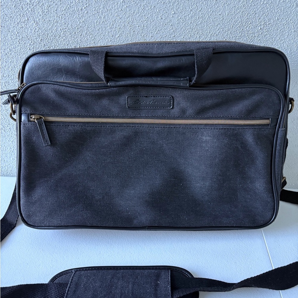 Eddie Bauer Charcoal Black Messenger Bag Handle Shoulder Strap Office School